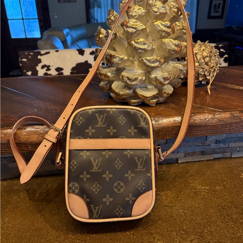 Louis Vuitton Brown Tan Crossbody Bag with Monogram Canvas